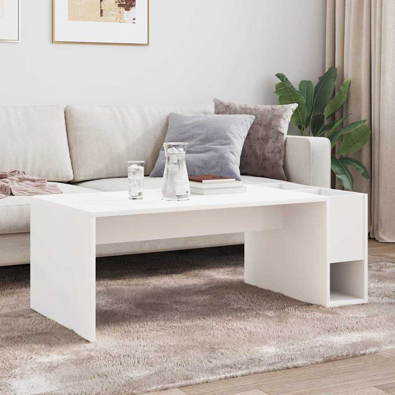 Coffee Table with Storage, White