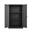 Armoire de rangement pliante noire avec portes verrouillables, tablette réglable, idéale pour le bureau, porte à ressort et armoire de rangement en tube d'acier solide-1538279060