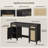 Bohemian Rattan 3-Drawer And 2-Cabinet Makeup Vanity Desk With Adjustable Shelves-1254424812