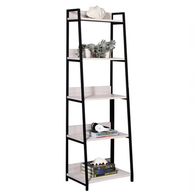 Élégante étagère à 5 tablettes naturelle et noire, présentez vos trésors magnifiquement style en noir, organisez l'espace efficacement