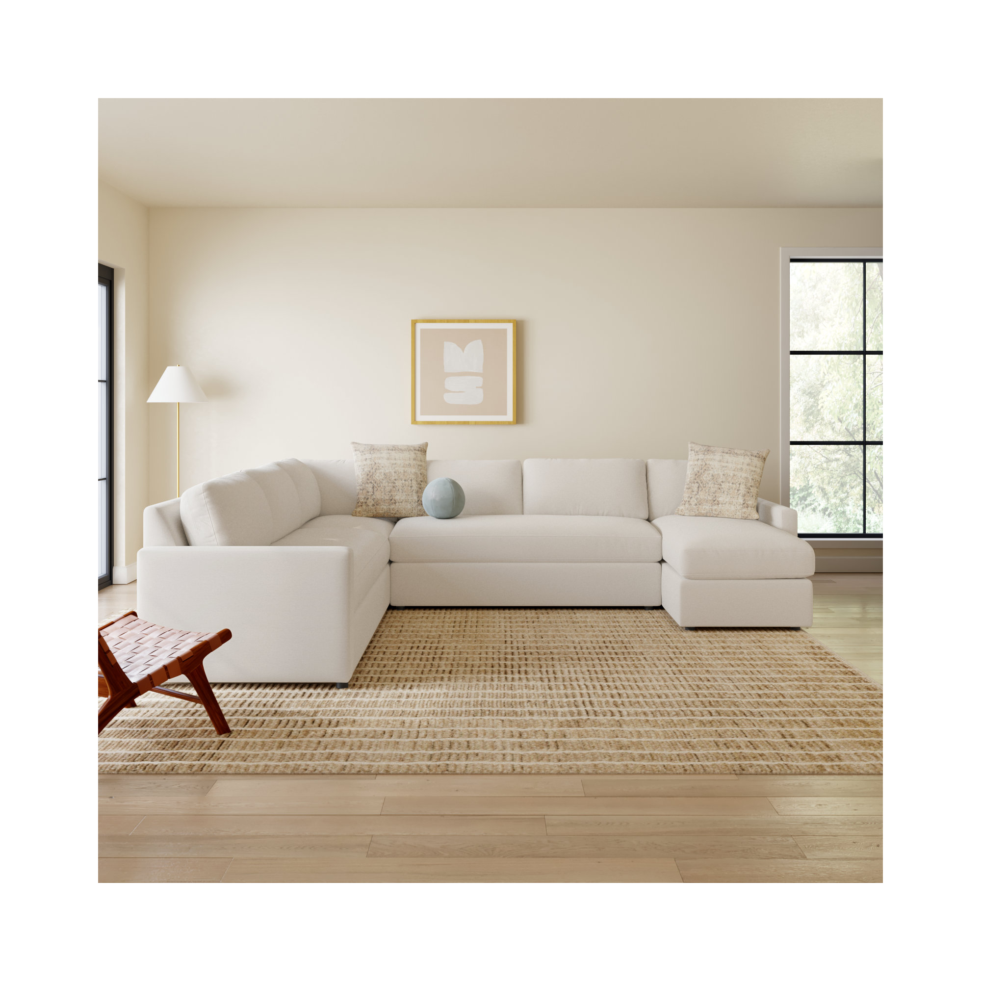 Damari Upholstered U-Sectional, Right Hand Facing, Nomad Snow Crypton® Chenille