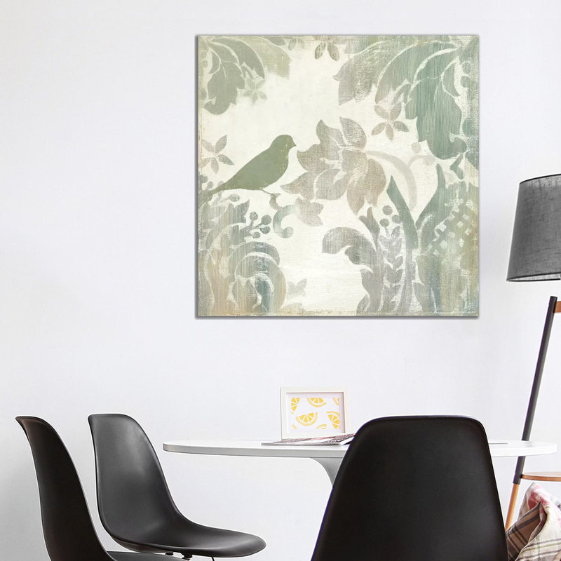 Damask Bird I by Asia Jensen - Wrapped Canvas Painting, 93.98 cm H x 93.98 cm W x 3.175 cm D