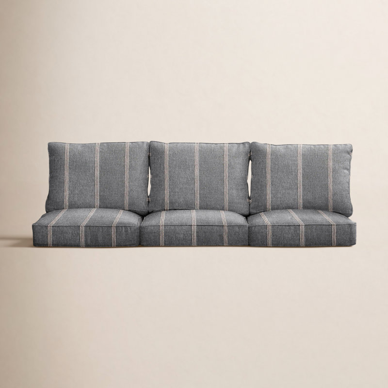 Sunbrella Stripe Outdoor Deep Seating Sofa Cushion Set, 25" W x 25" D, Tan