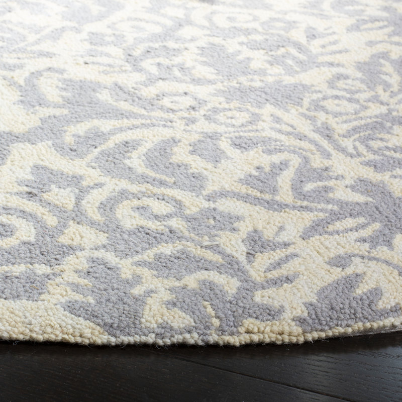 Tapis jaune / gris en laine touffeté à la main Brayton, Ovale 4 pi 6 po x 6 pi 6 po