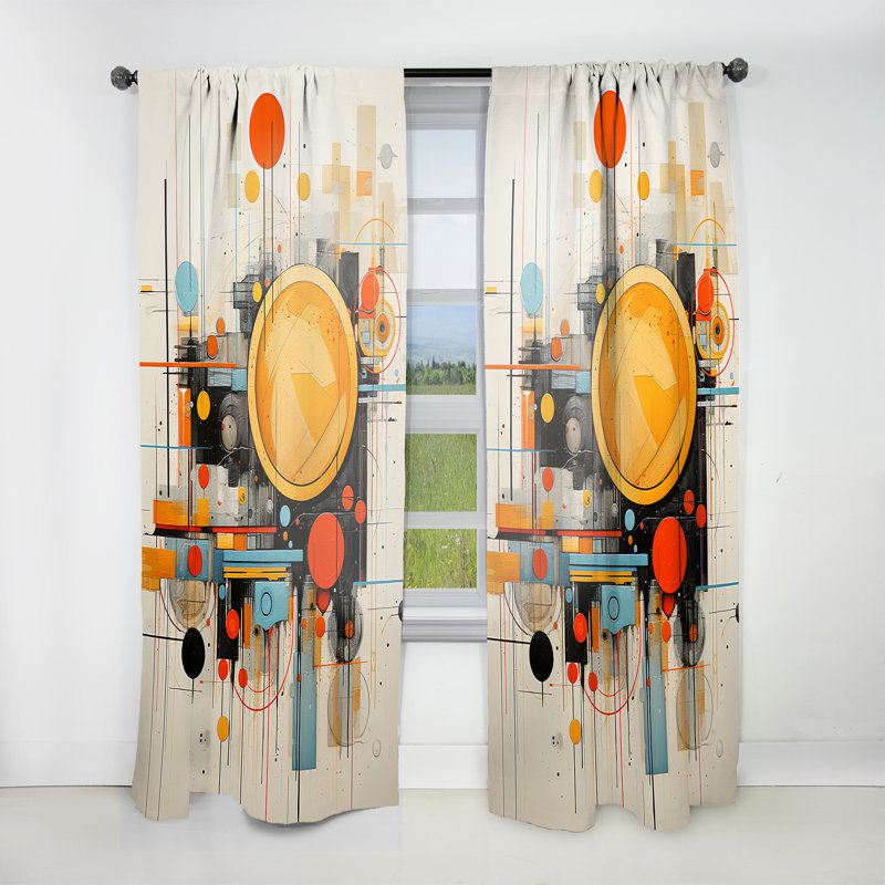 Cadey Yellow And Black Radiant Geometry Collage III - Modern Curtain - Velvet Room Darkening - 1 panel, 52" W x 108" L