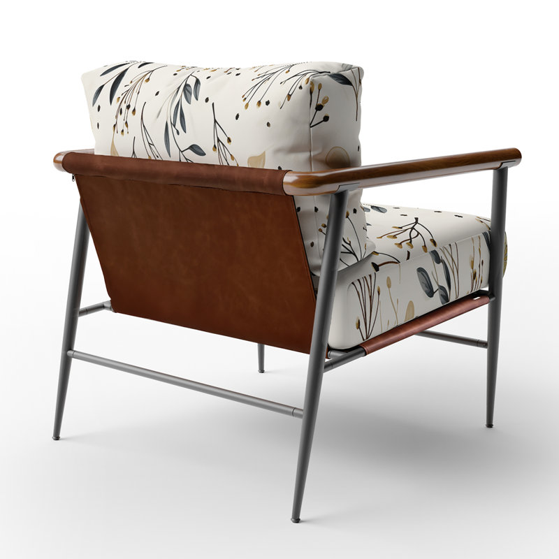 Minimalist Nature - Chaise rembourrée à accents floraux, Noir