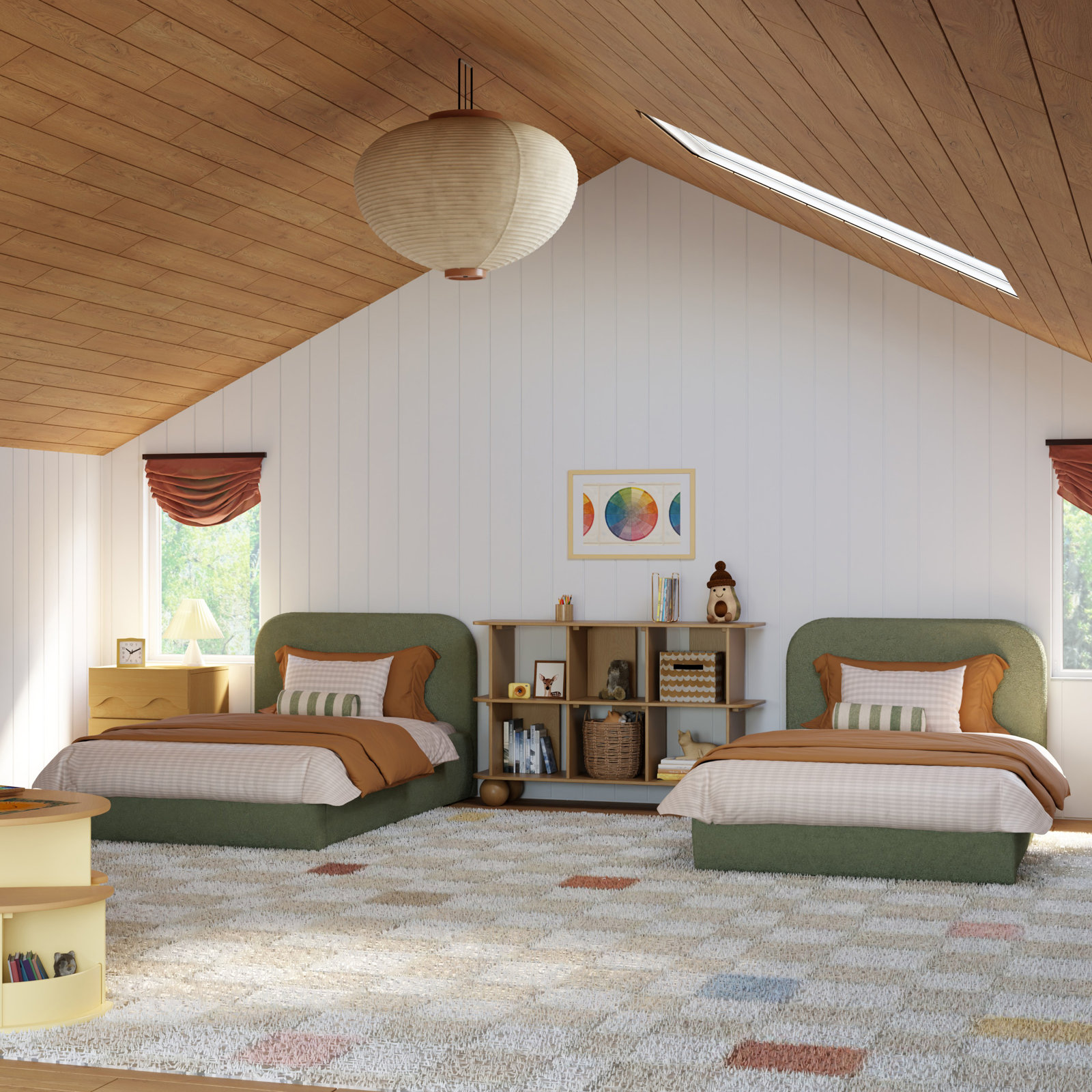 Nara Open-Frame Bed, Performance Olive Boucle, Twin