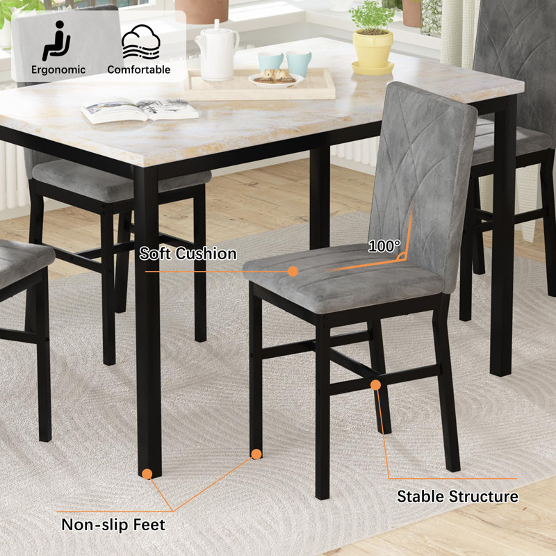 Ensemble de table de salle à manger 5 pièces Elegant, Gris