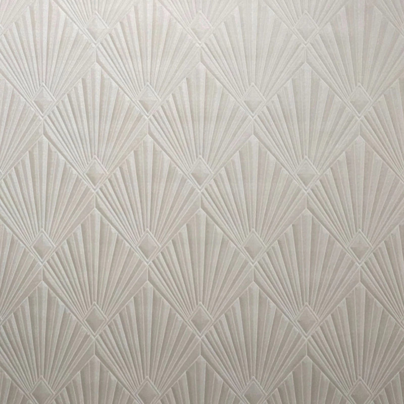 Papier peint Art déco moderne texturé beige champagne crème à motif de losanges géométriques en éventail