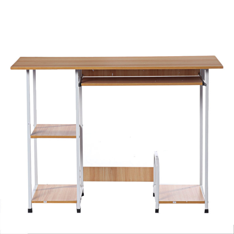 Aleta Steel Computer Desk, Natural/White