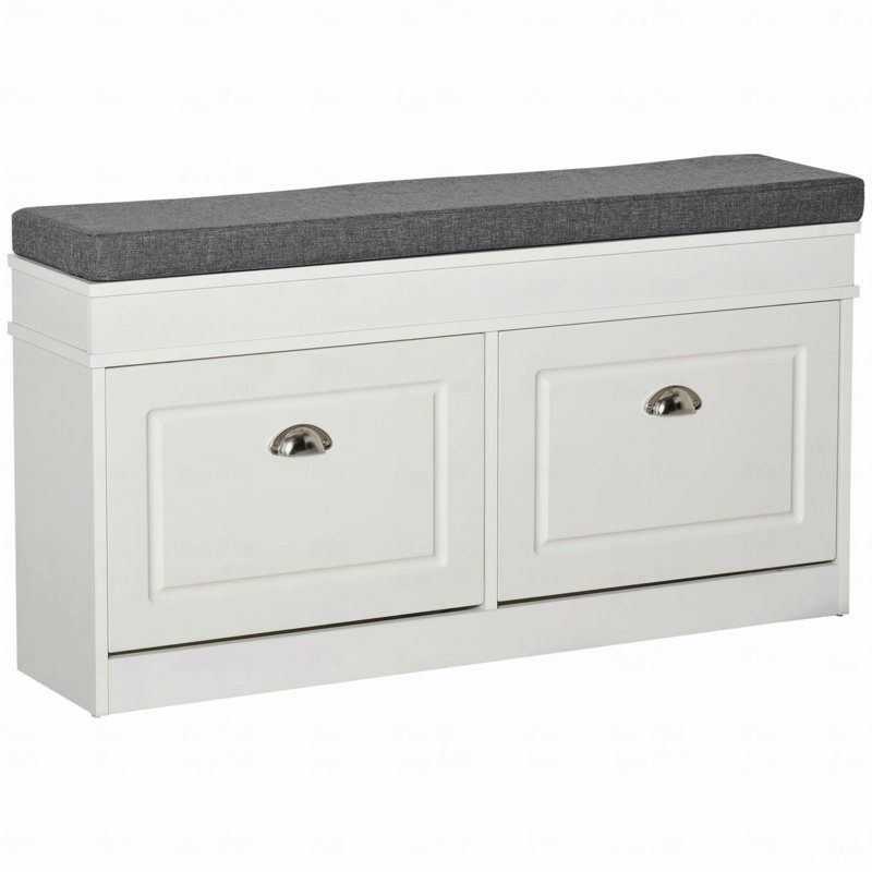 Étagère à chaussures moderne pour hall d'entrée, rangement avec coussin, 2 tiroirs, tablette réglable, peut contenir 8 paires
