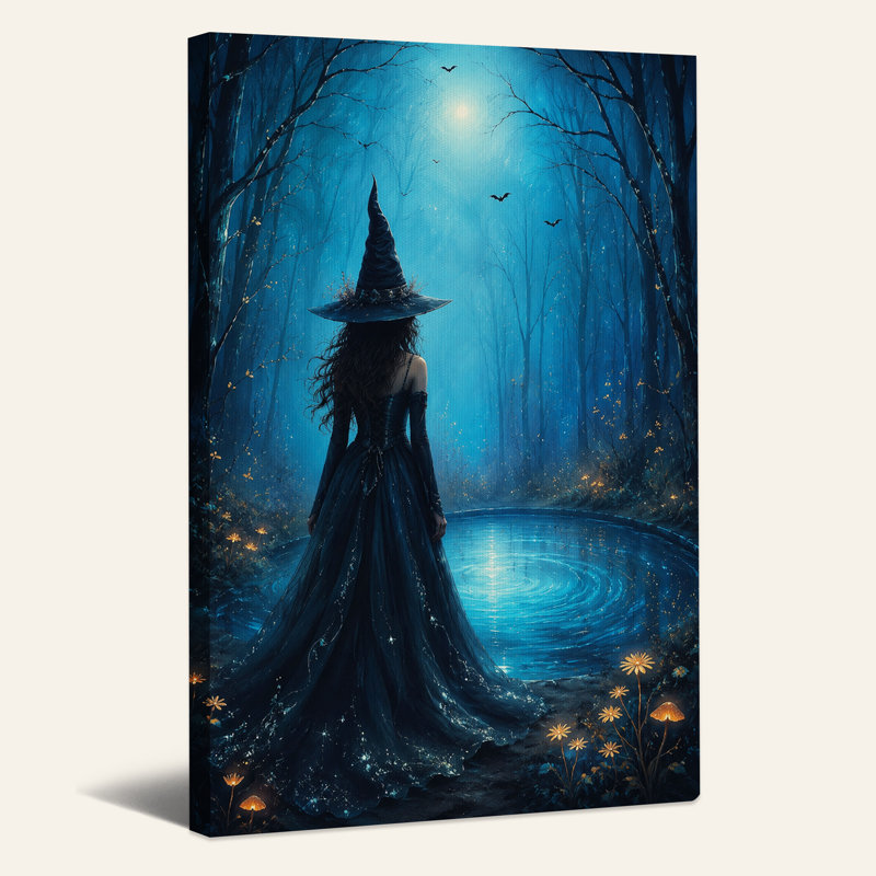 «Witch in Blue Moonlit Forest», H 48 po x l 36 po