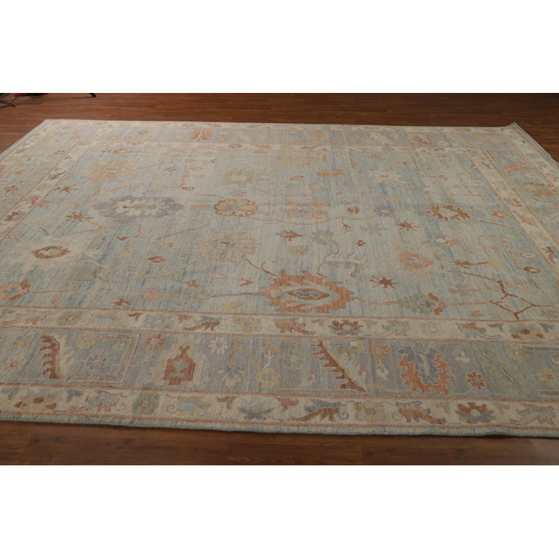Light Blue Vegetable Dye Oushak Turkish Area Rug