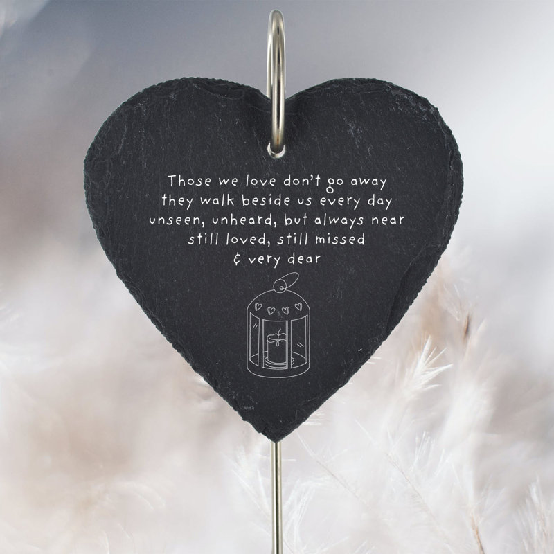 Brancen Slate Heart Grave Marker Lantern Memorial Plaque