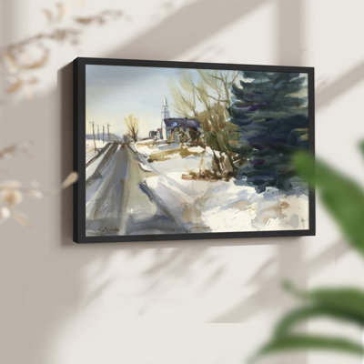 Congregational Church in Winter - Reproduction encadrée - Restickable