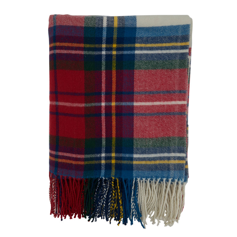 Multicolor Knitted Acrylic Plaid Throw Blanket 27" x 24.5"