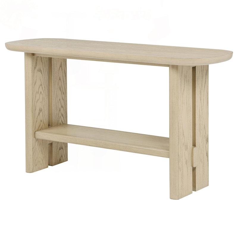 Console côtière en chêne beige avec tablette inspirée des tréteaux