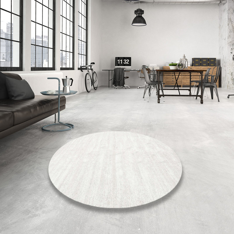 Tapis beige contemporain, Rond 7 pi