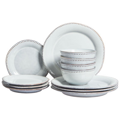 Set of 12 Dinnerware CHERVIL Stoneware Light
