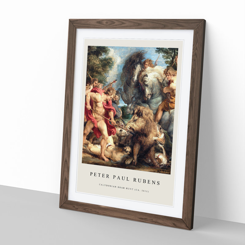 Attack by Peter Paul Rubens - Picture Frame Graphic Art, 36cm H x 27cm W x 2cm D, Walnut Framed