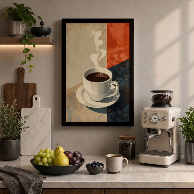 Coffee Figure Rising Mid-Century - Wrapped Canvas, 36x24 - 91.4 x 61.0 cm, White Border