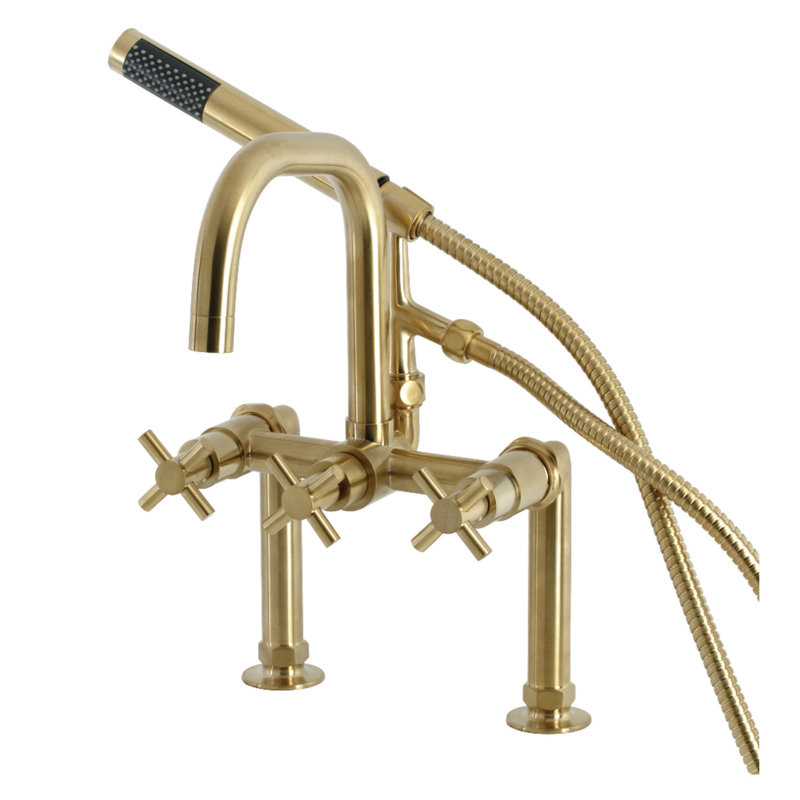 Kingston Brass Concord Deck Mount Clawfoot Tub Faucet, Brushed Brass