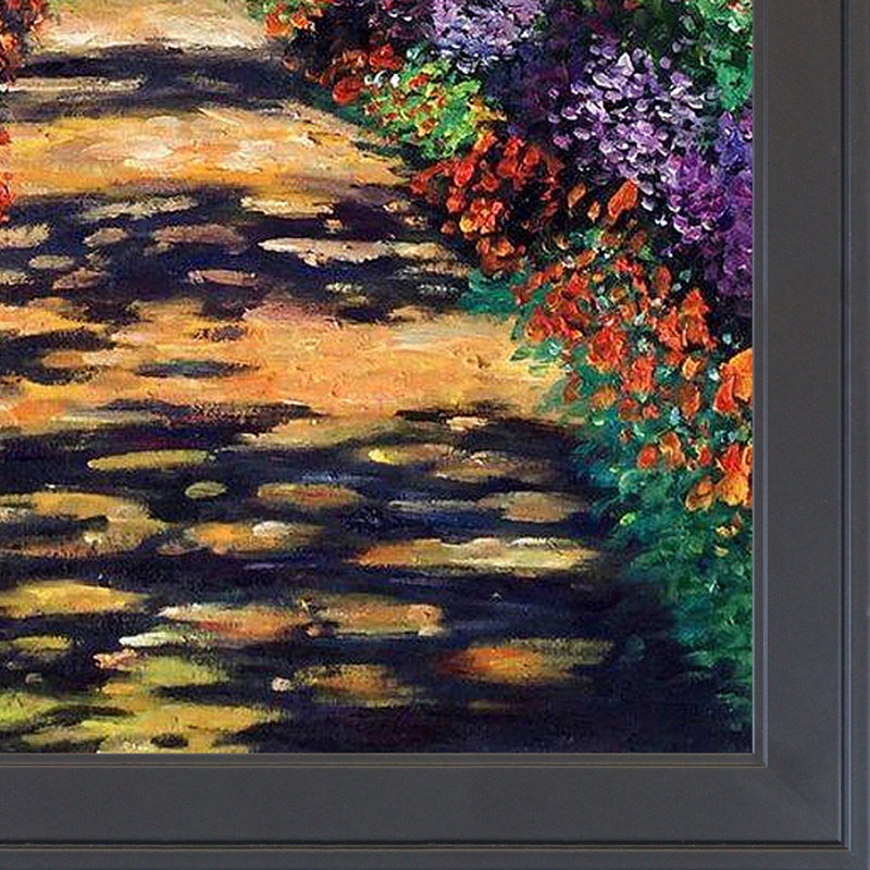 «Garden Path at Giverny» par Claude Monet - Peinture sur toile encadrée, H 28 po x l 40 po x P 2 po, Toile avec cadre noir