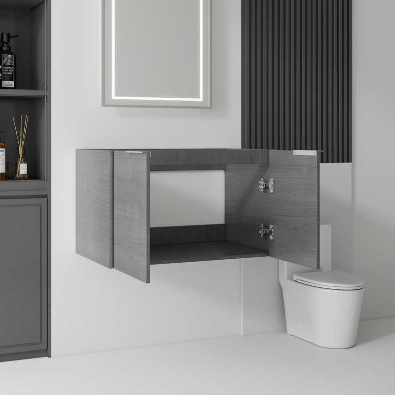 30, flottant, meuble-lavabo de salle de bain, contreplaqué, Grey, 30" W