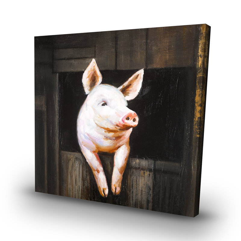 Smiling pig - 32"x32" art on canvas