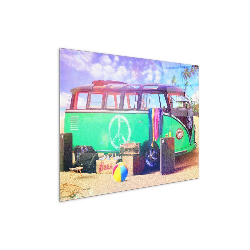 Freedom Camper Van By Art Studio 58×78 Cm CrystalArt Acrylic Material Glass Effect, Frameless Panel, Lightweight Ready To Hang by Art Studio - No Frame Print on Plastic / Acrylic