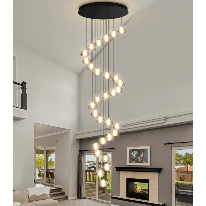 14 - Light Dome Crystal Chandelier, Noir mat