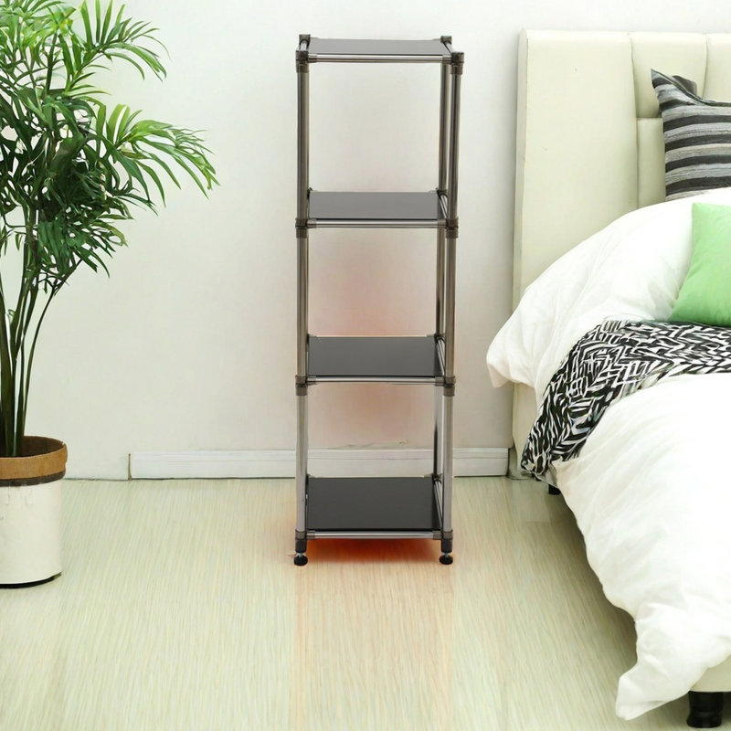 4 tablettes robustes en acier inoxydable, 100 lb par tablette, noires, pour le garage, le sous-sol, la buanderie, le rangement intérieur et extérieur