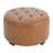 Upholstered Button Tufted Round Ottoman, Small Version