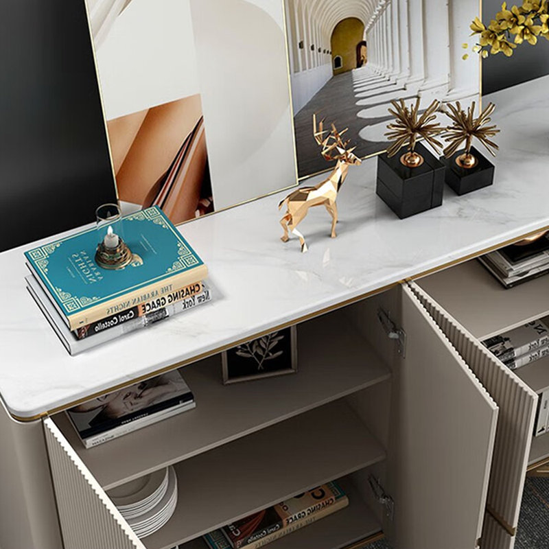European style light luxury storage shoe cabinet, Gold