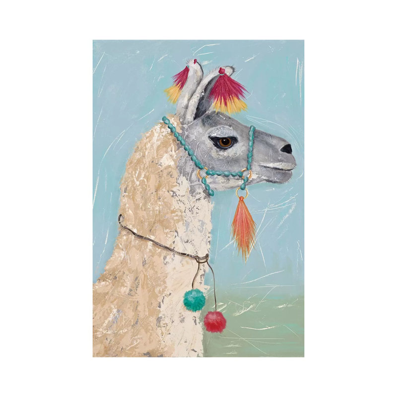 Painted Llama II by Jade Reynolds - Wrapped Canvas Print, 20.32 cm H x 30.48 cm W