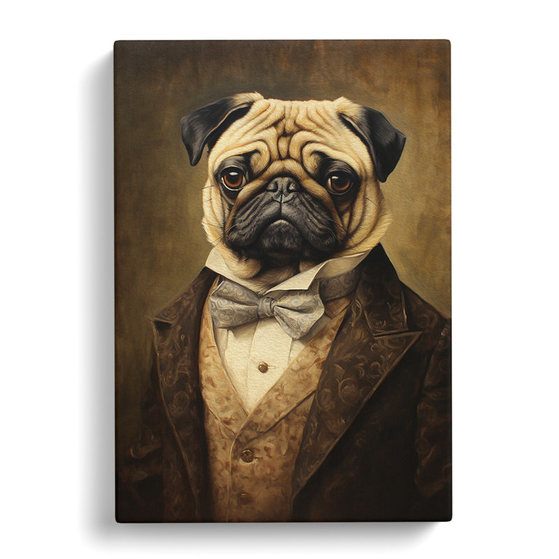 Pug In A Suit - Wrapped Canvas, 76cm H x 50cm W x 3cm D