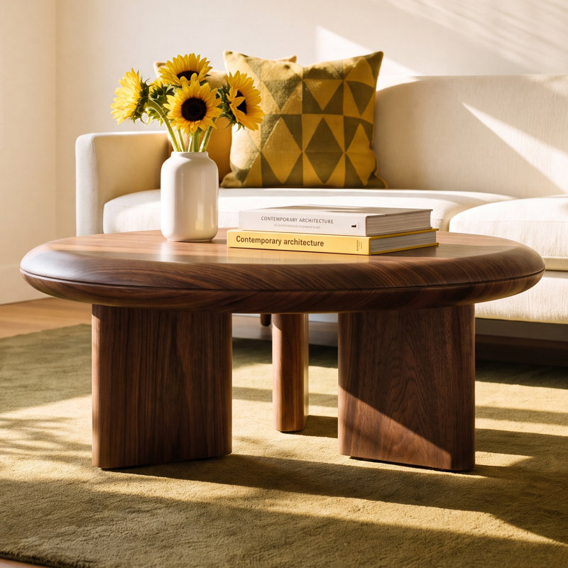 Harper Round Coffee Table In Walnut