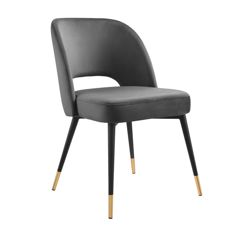 Rouse Performance Velvet Dining Side Chair, Charcoal, 2