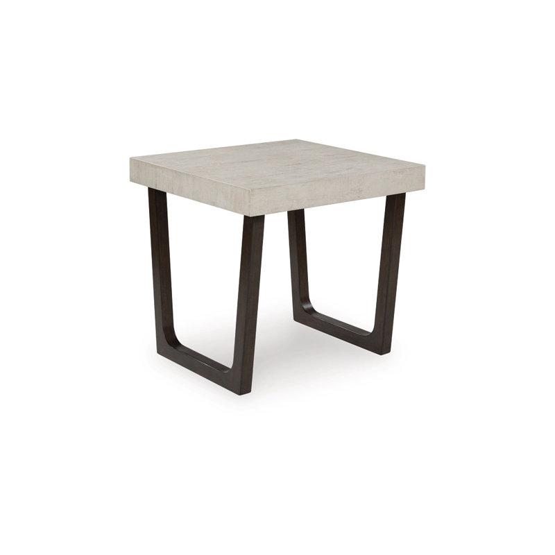 Ensemble de table basse et de bout 2 pièces Wery, plateau gris clair, brun