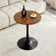 Table de salle à manger ronde, table tulipe circulaire de 23,6 po avec plateau de table épaissi et piédestal en métal, table bistro moderne Mid-Century pour la cuisine, les petits espaces, le salon et le café (noyer artificiel)-2090728996-2113106756