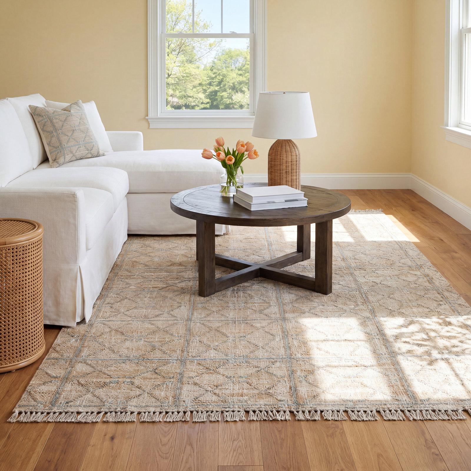 Moorgate Khaki Sage Geometric Jute Rug, Rectangle 8' x 10'