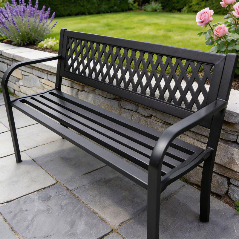 Lara Black Metal Outdoor Bench