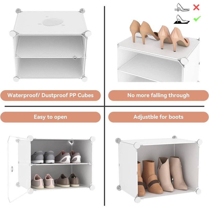 10-tier Narrow Shoe Rack Holds 20 Pairs