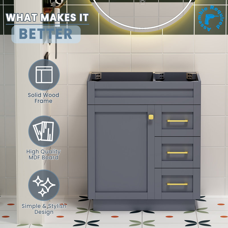 Meuble-lavabo simple 30 po sans lavabo Modern
