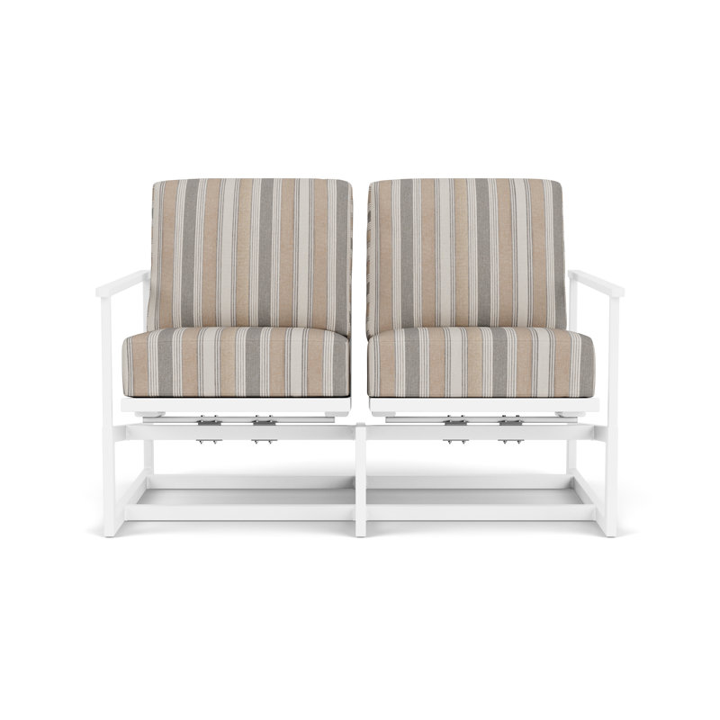 Outdoor Summit Rocker Bench with Cushions, Pewter, Purveyor Pewter, Matte White
