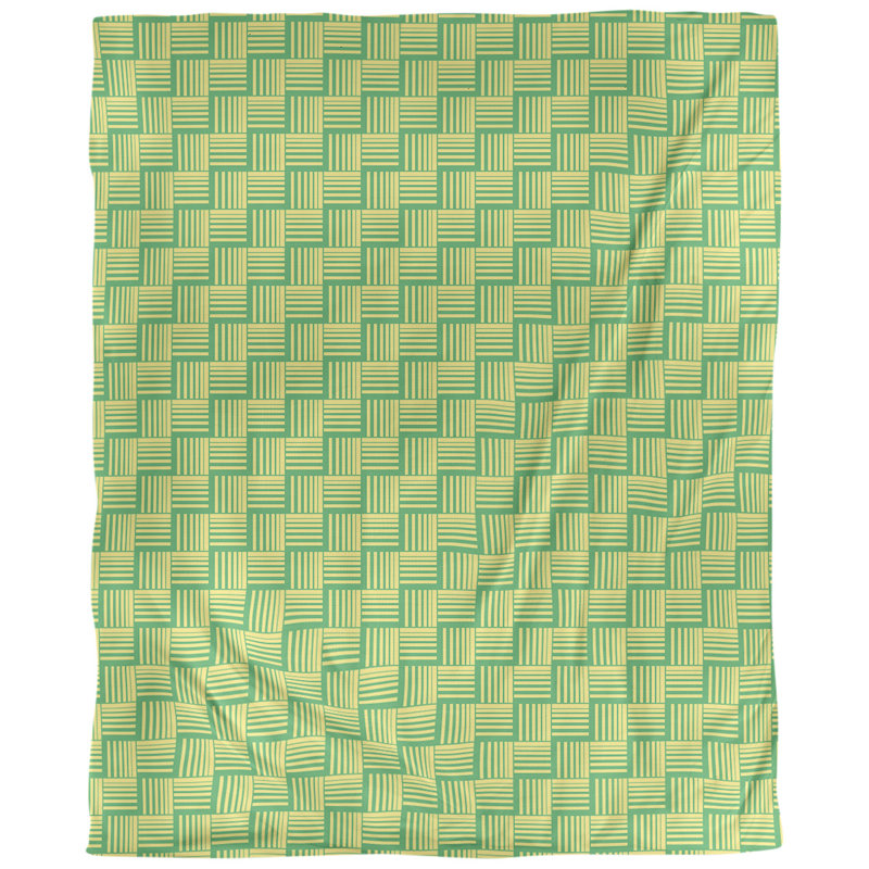 Tissu basketweave contrast, Vert / Jaune, L 54 po x l 36 po, Coton peigné pima