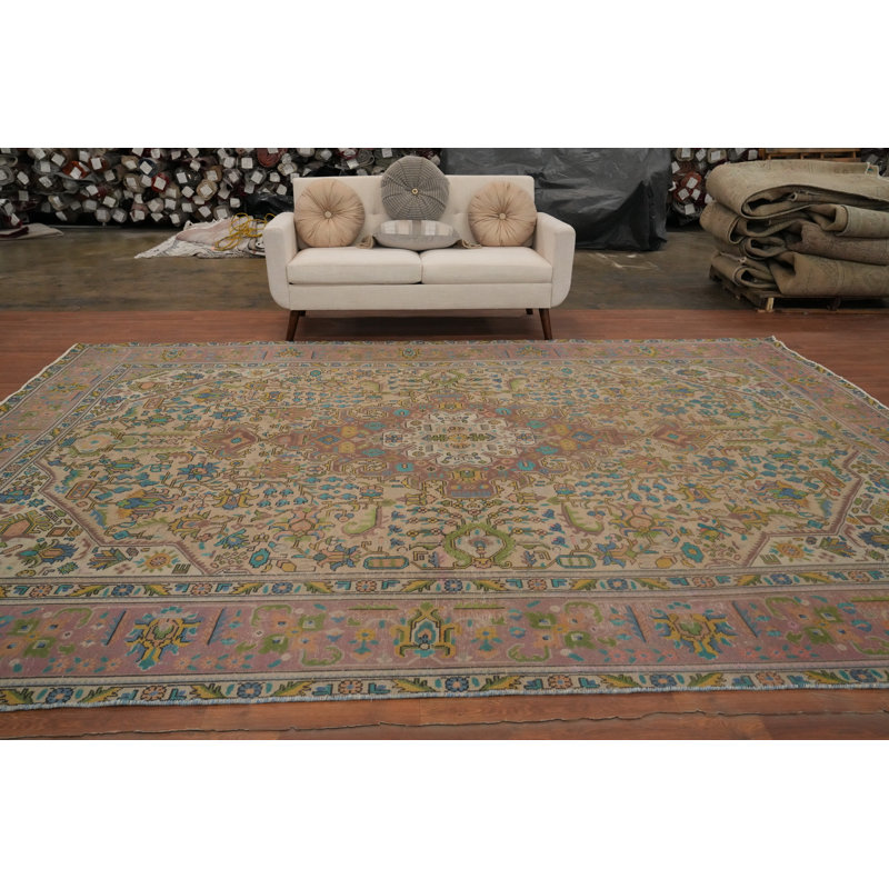 Tapis traditionnel rétro géométrique 9 x 13