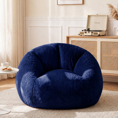 34" Shredded Memory Foam Bean Bag Lounge Chair with Portable Handle, Machine Washable Cover, No Assembly