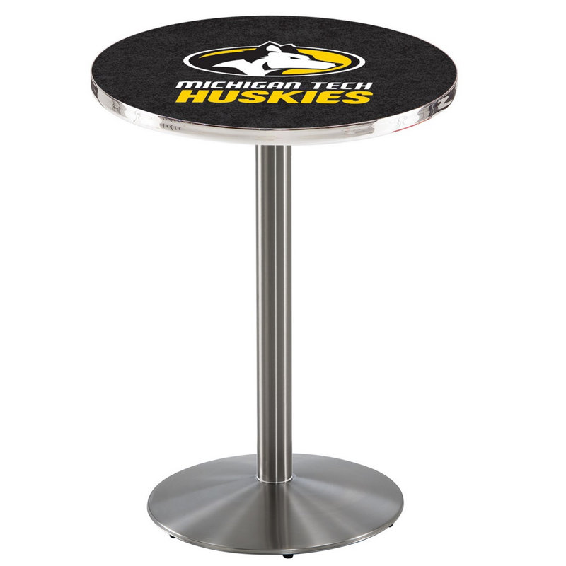 Round Metal Base Dining Table, Stainless Steel, Michigan Tech University
