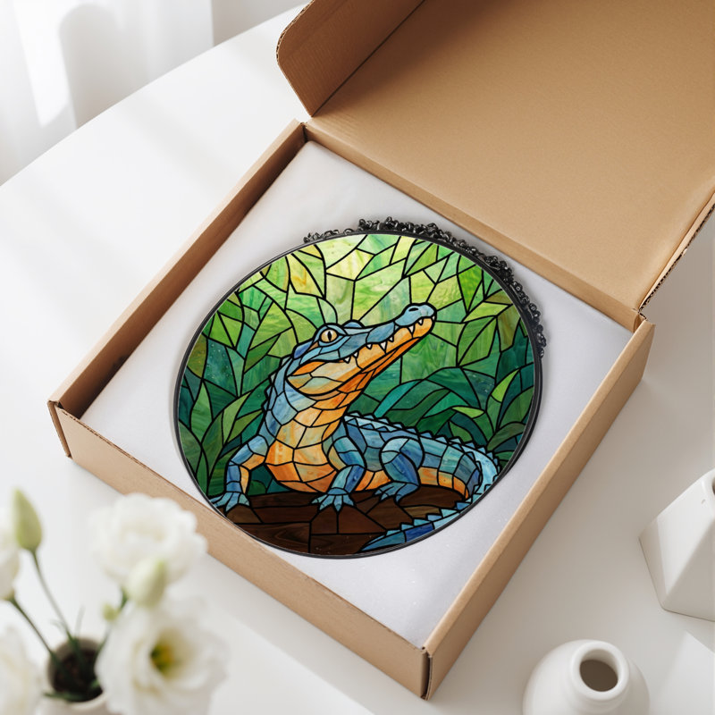 7.8"H Stained Glass Stained Glass Window Panel, 7.8" H x 7.8" W